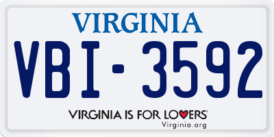 VA license plate VBI3592