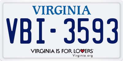VA license plate VBI3593