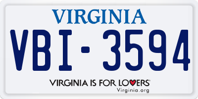 VA license plate VBI3594