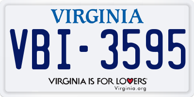 VA license plate VBI3595