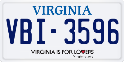 VA license plate VBI3596