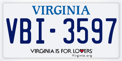 VA license plate VBI3597