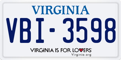 VA license plate VBI3598