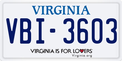 VA license plate VBI3603