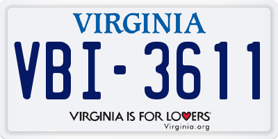 VA license plate VBI3611