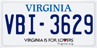 VA license plate VBI3629