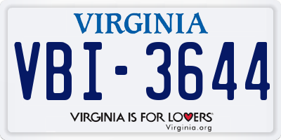 VA license plate VBI3644