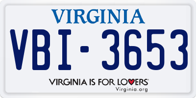 VA license plate VBI3653