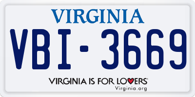 VA license plate VBI3669