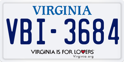 VA license plate VBI3684