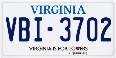 VA license plate VBI3702