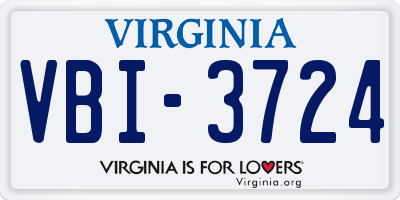 VA license plate VBI3724