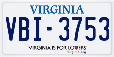 VA license plate VBI3753