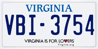 VA license plate VBI3754