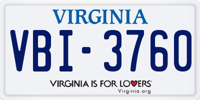 VA license plate VBI3760