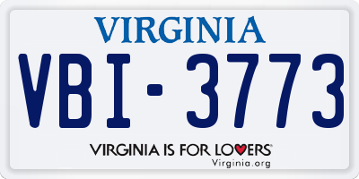 VA license plate VBI3773