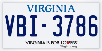 VA license plate VBI3786