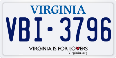 VA license plate VBI3796