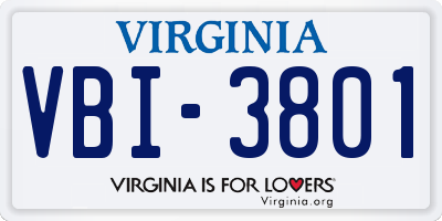 VA license plate VBI3801