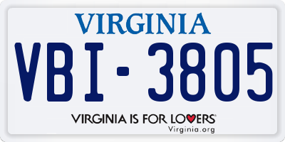VA license plate VBI3805