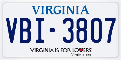 VA license plate VBI3807