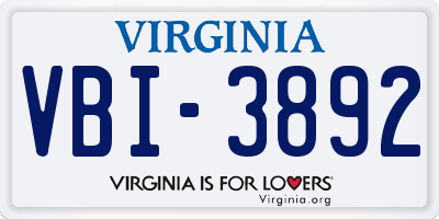 VA license plate VBI3892