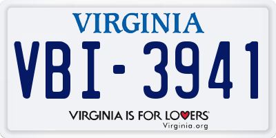 VA license plate VBI3941