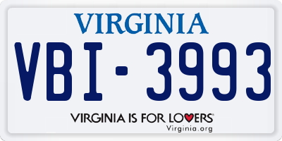 VA license plate VBI3993
