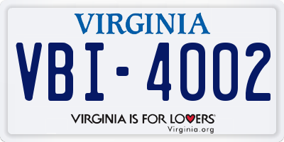 VA license plate VBI4002