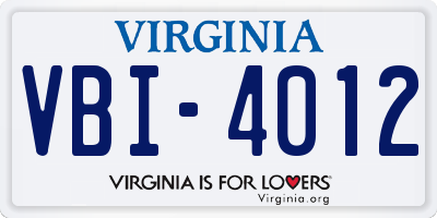 VA license plate VBI4012