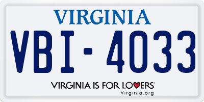 VA license plate VBI4033