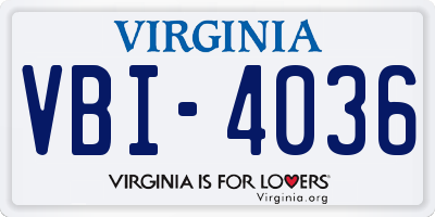 VA license plate VBI4036