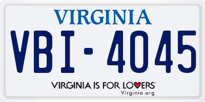 VA license plate VBI4045