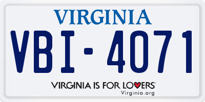 VA license plate VBI4071