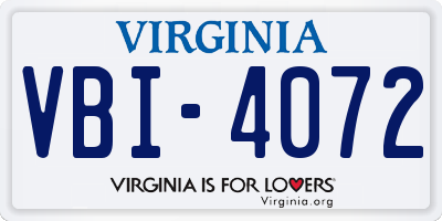 VA license plate VBI4072