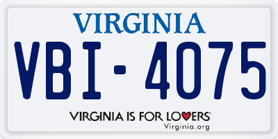 VA license plate VBI4075