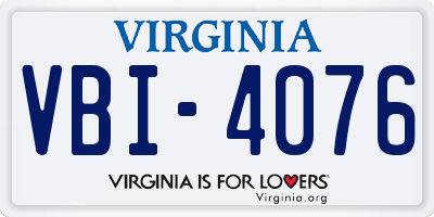 VA license plate VBI4076