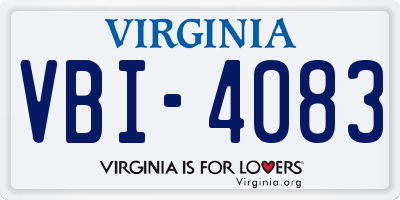 VA license plate VBI4083