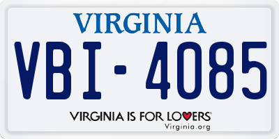 VA license plate VBI4085