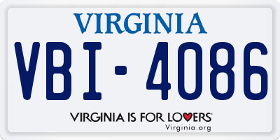 VA license plate VBI4086