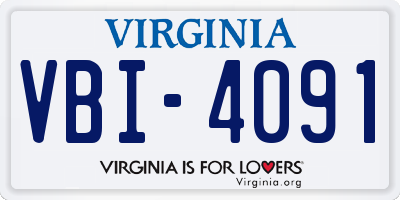 VA license plate VBI4091