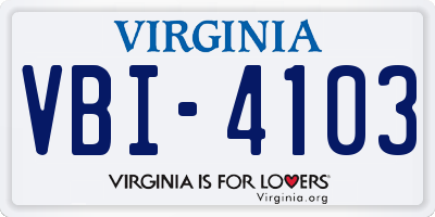 VA license plate VBI4103