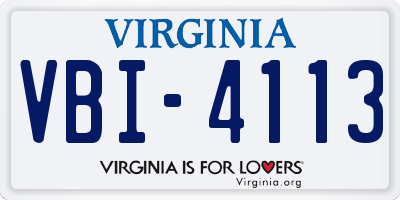 VA license plate VBI4113