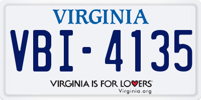 VA license plate VBI4135