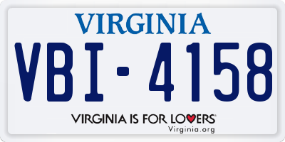 VA license plate VBI4158