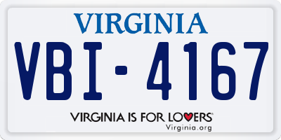 VA license plate VBI4167