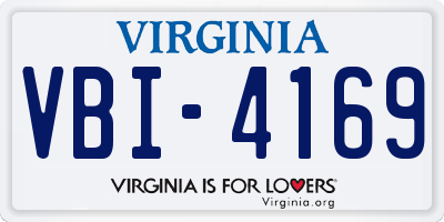 VA license plate VBI4169