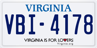 VA license plate VBI4178
