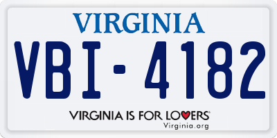 VA license plate VBI4182