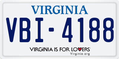 VA license plate VBI4188